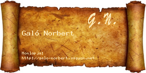 Galó Norbert névjegykártya